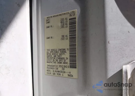 2018 Nissan Maxima 3.5 Platinum z USA, uszkodzony, nr VIN 1N4AA6AP2JC391903